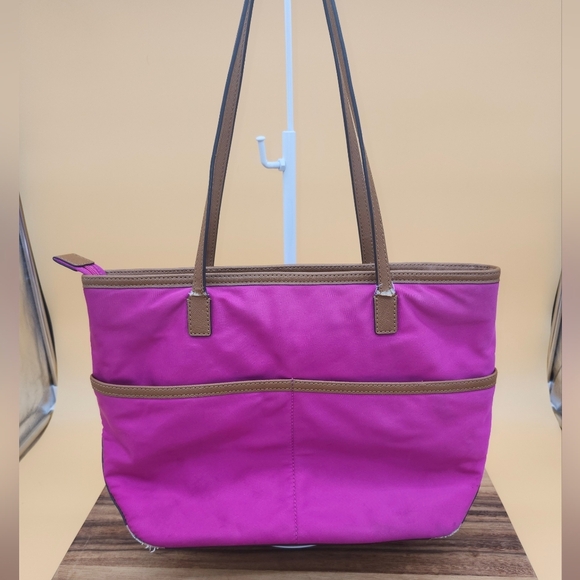 Michael Kors Fuchsia Tote With Silver Hardware & Finishings - Picture 4 of 15